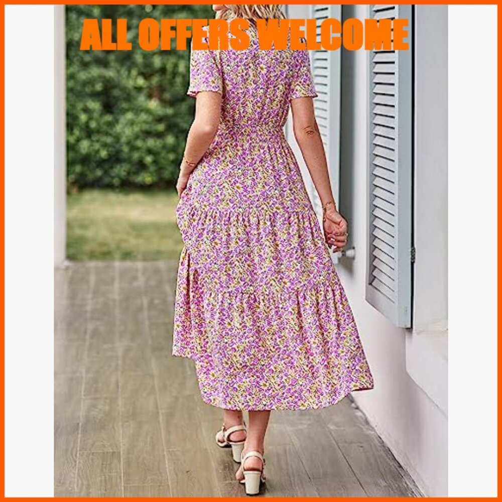 Polyester Elastane Flutter Sleeve Smocked Waist T… - image 5